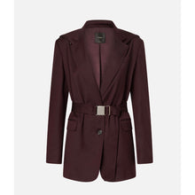 Carica l'immagine nel visualizzatore di Gallery, Blazer monopetto in flanella con cappuccio e cintura Pinko
