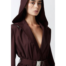 Carica l'immagine nel visualizzatore di Gallery, Blazer monopetto in flanella con cappuccio e cintura Pinko